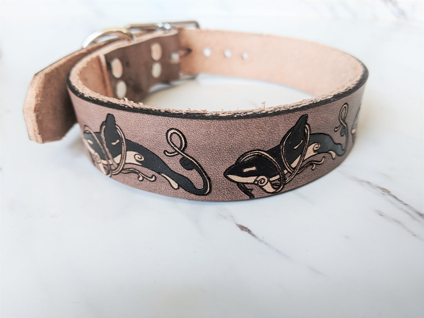 Orca Pod - Leather Dog Collar