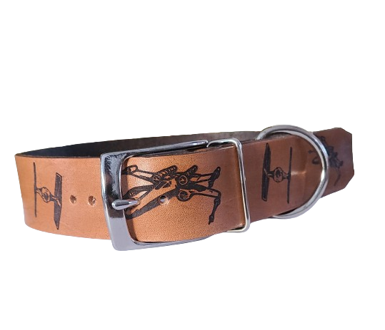 Fly Fighters Leather Dog Collar