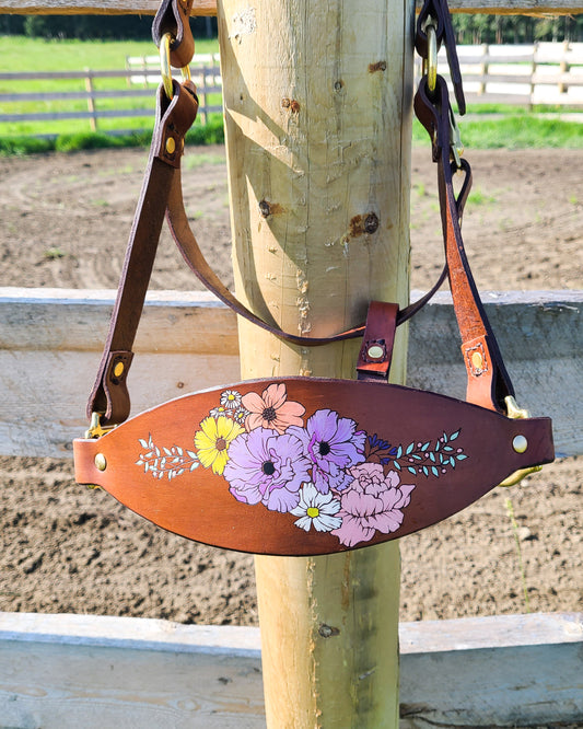 Floral Leather Horse Halter- Custom Halter - Handmade Bronc Halter