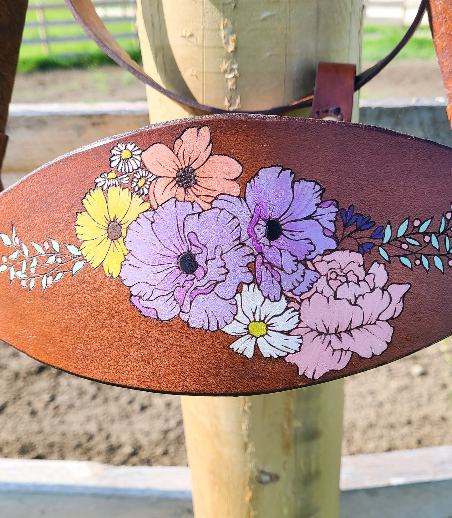 Floral Leather Horse Halter- Custom Halter - Handmade Bronc Halter