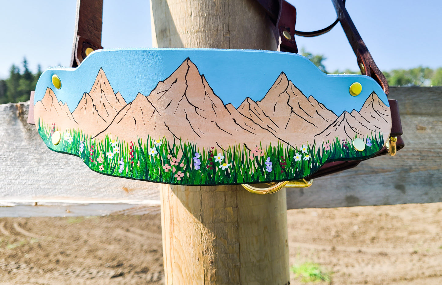 Mountain Wild Flower Leather Horse Halter- Custom Halter - Handmade Bronc Halter