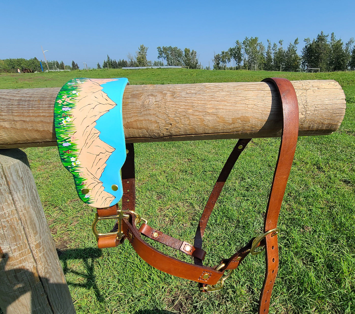 Mountain Wild Flower Leather Horse Halter- Custom Halter - Handmade Bronc Halter