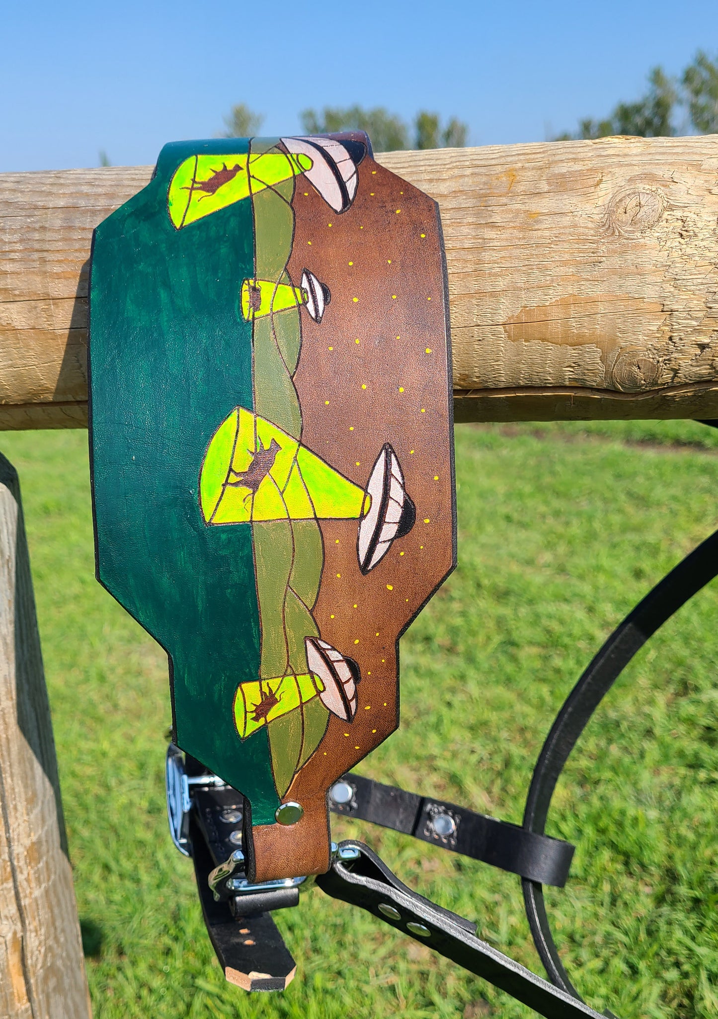 UFO Abduction  Leather Horse Halter- Custom Halter - Handmade Bronc Halter