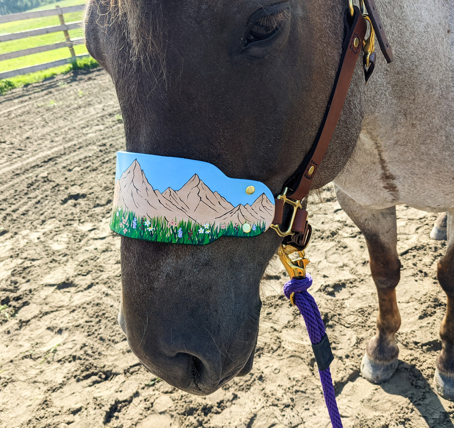 Mountain Wild Flower Leather Horse Halter- Custom Halter - Handmade Bronc Halter