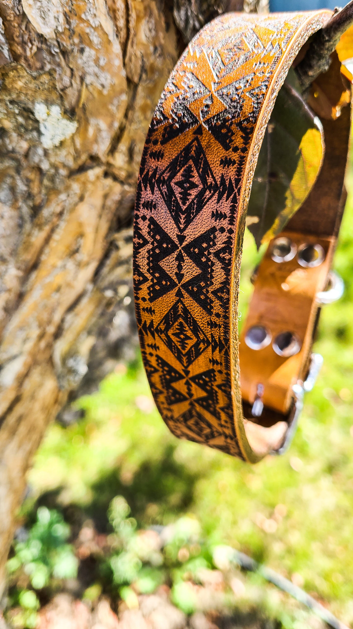 Aztec Wonder- Leather Dog Collar