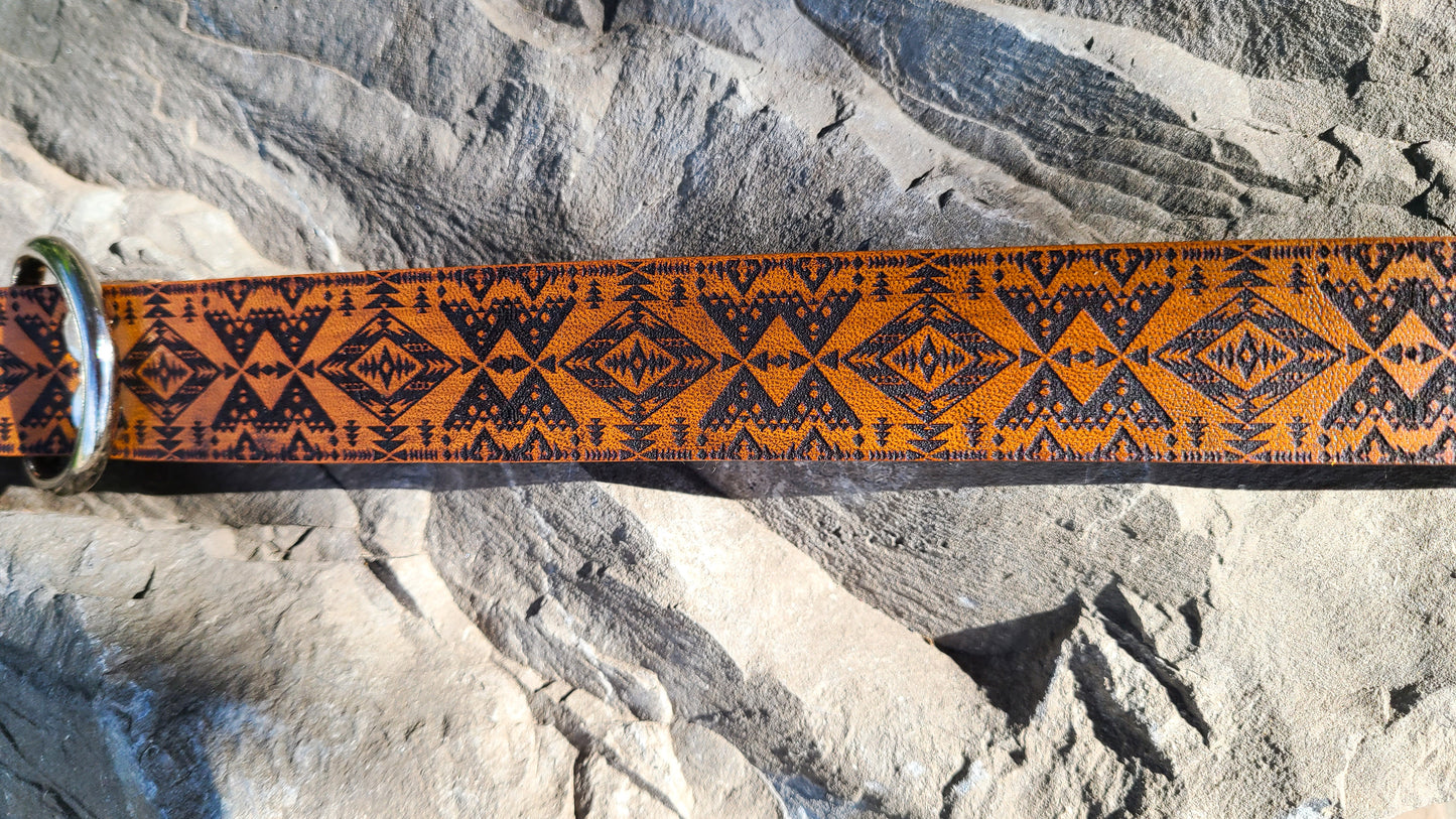 Aztec Wonder- Leather Dog Collar