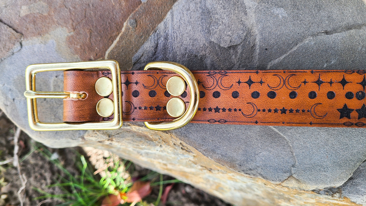 Celestial Vibe- Leather Dog Collar