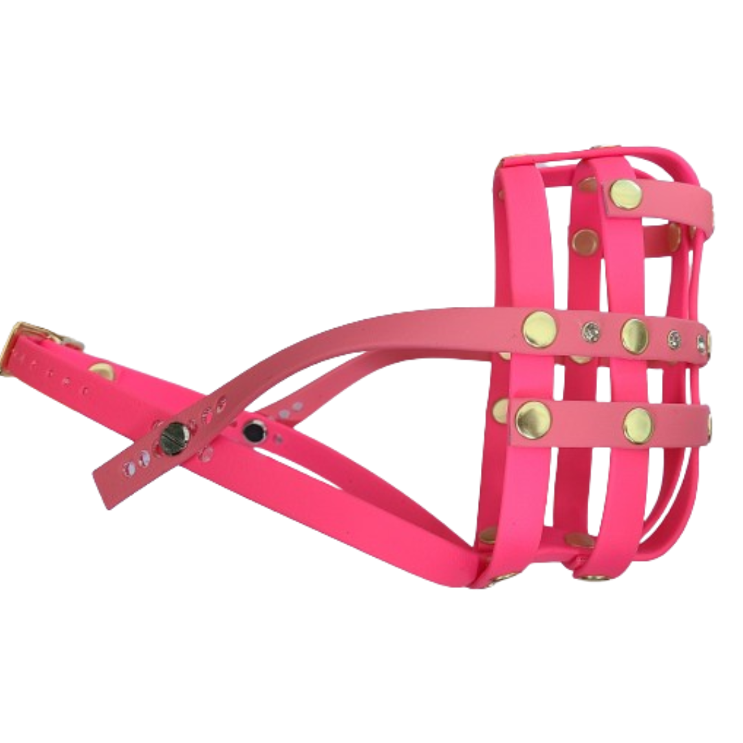 Rhinestone Basket Style Biothane Muzzle - Choose your Colors - Level One