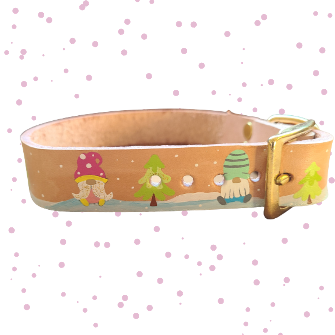 Forest Gnome  - Leather Dog Collar