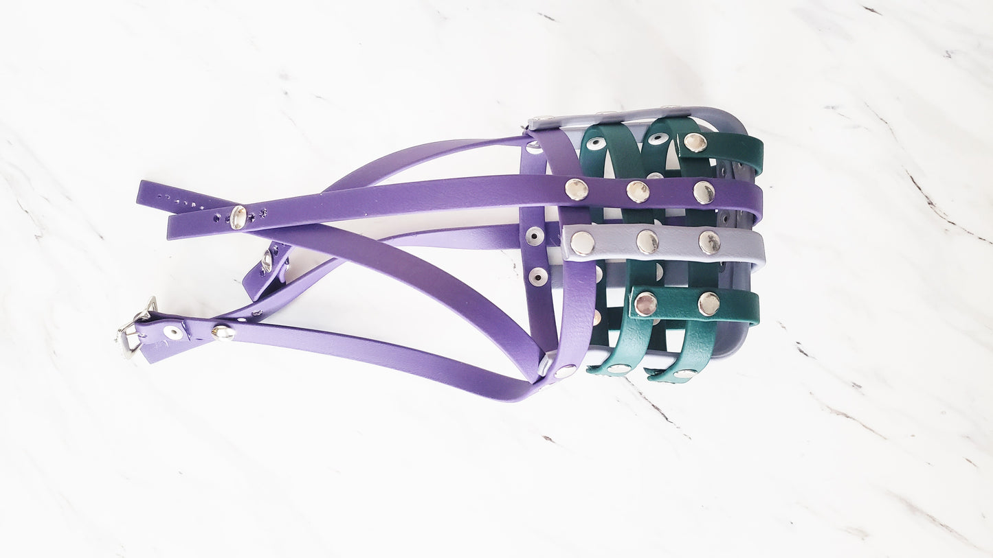 Basket Style Biothane Muzzle with Forehead strap - Choose your Colors - Level Two