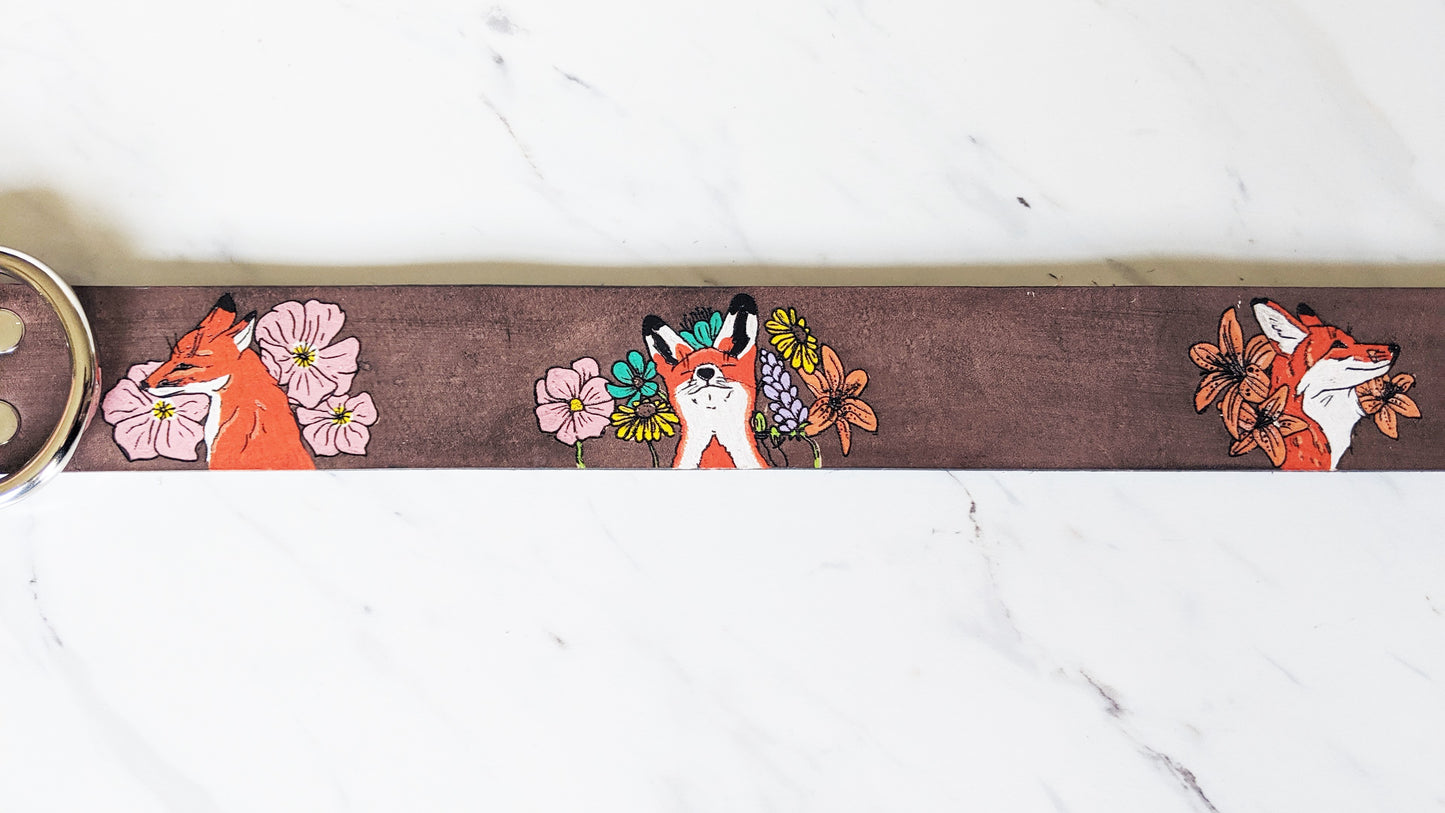 Frolicking Fox - Leather Dog Collar