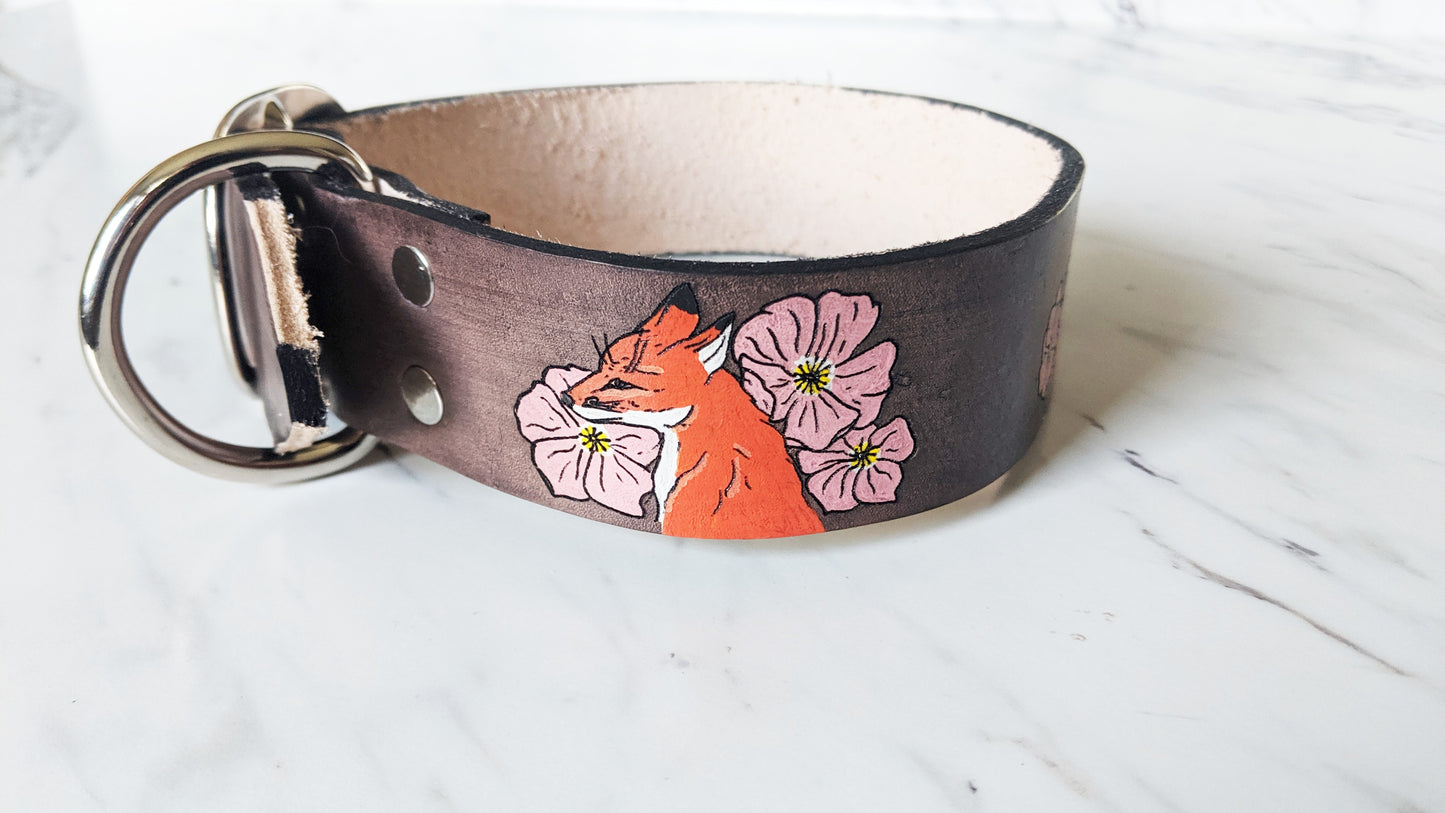 Frolicking Fox - Leather Dog Collar