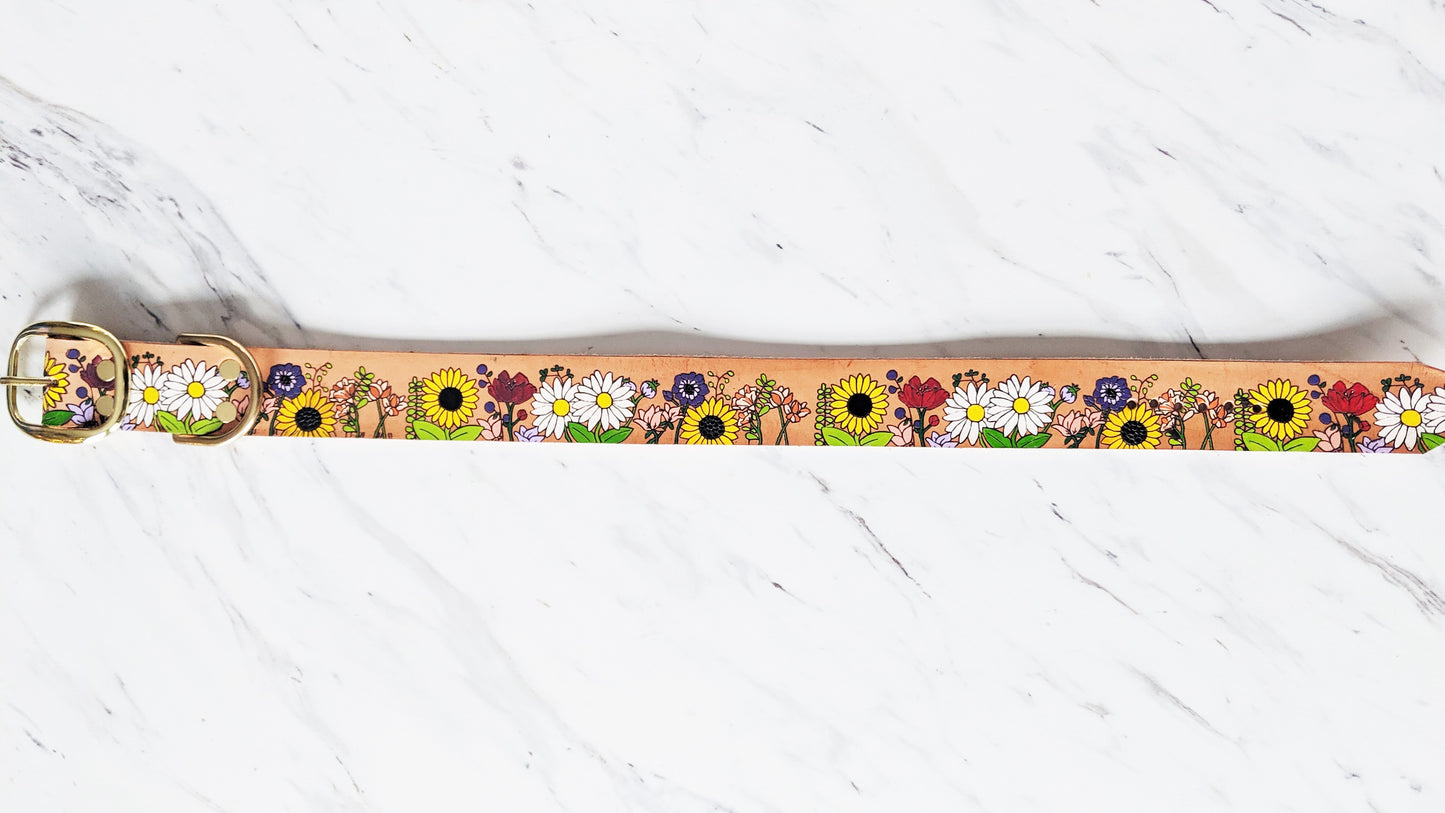 Flower Child - Leather Dog Collar