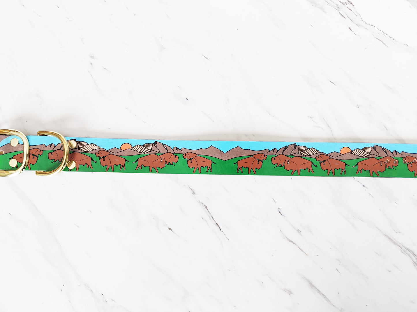 Roaming Buffalo - Leather Dog Collar