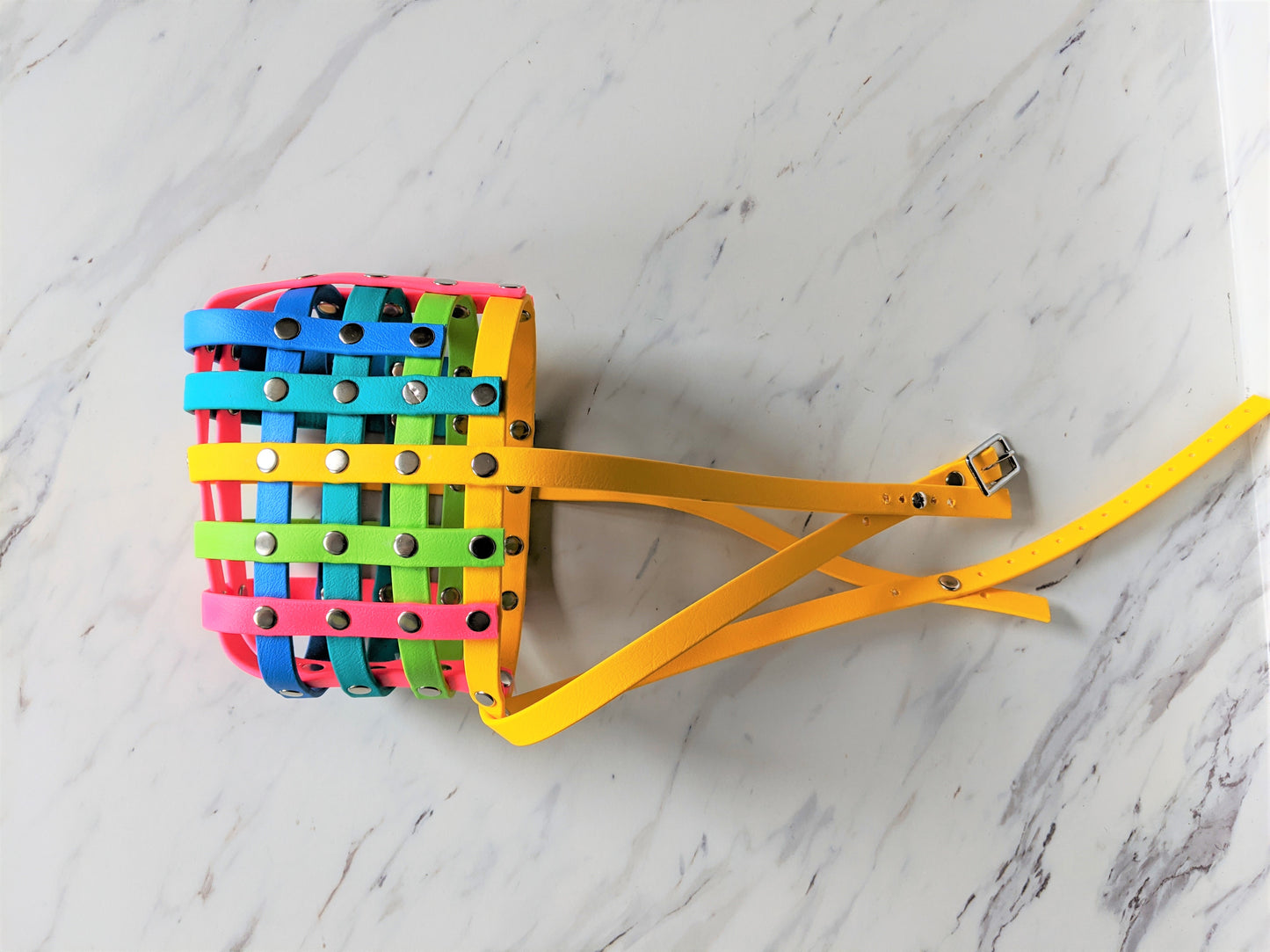 Basket Style Biothane Muzzle - Rainbow Colors - Level Two