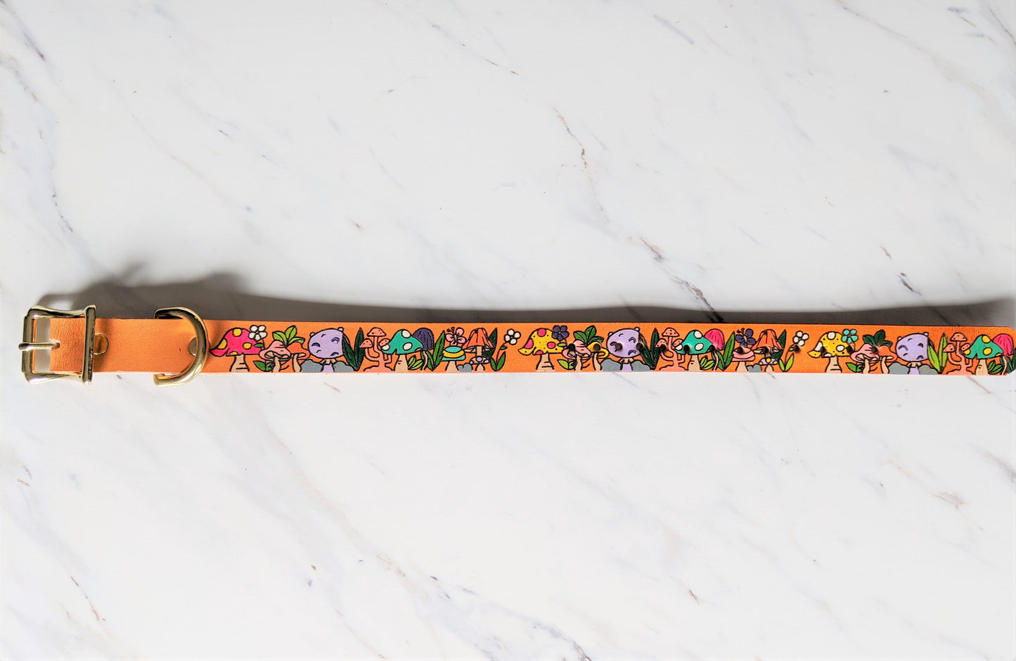 Mushroom Madness - Leather Dog Collar
