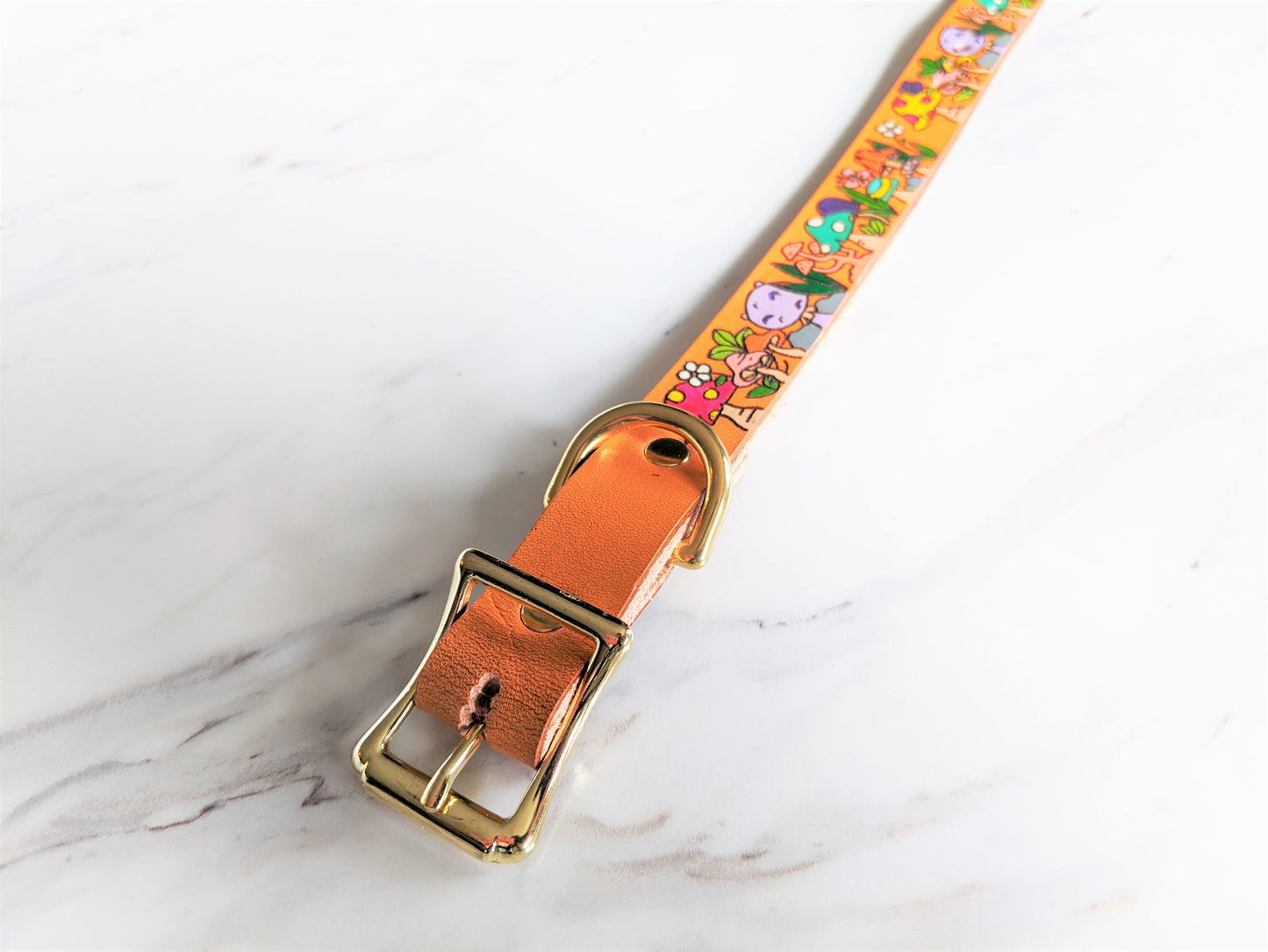 Mushroom Madness - Leather Dog Collar