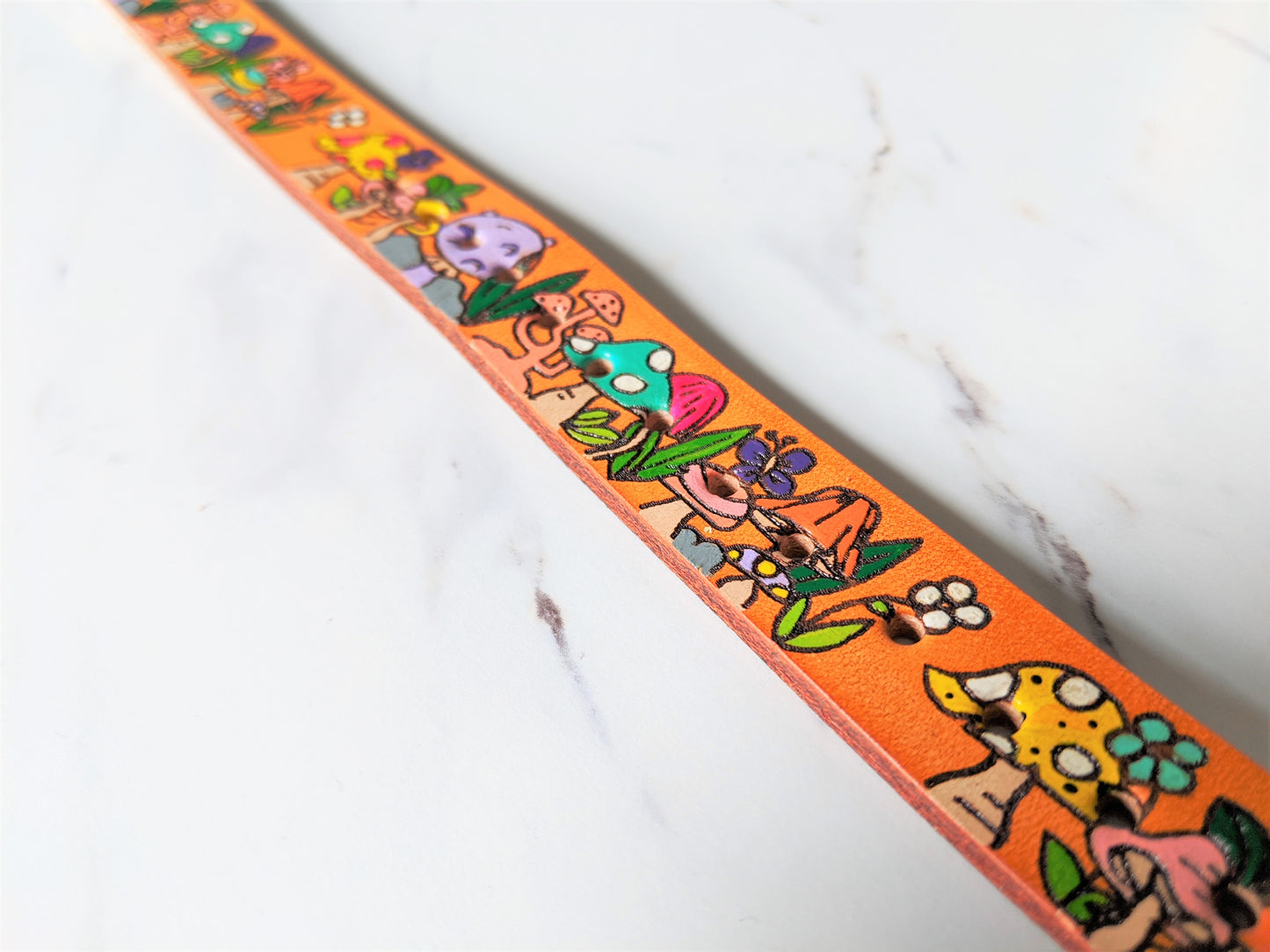 Mushroom Madness - Leather Dog Collar
