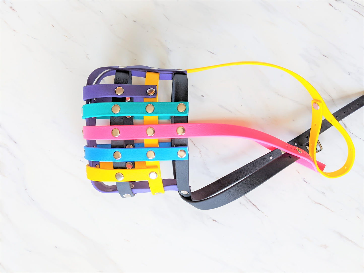 Basket Style Biothane Muzzle with Forehead strap - Choose your Colors - Level Two