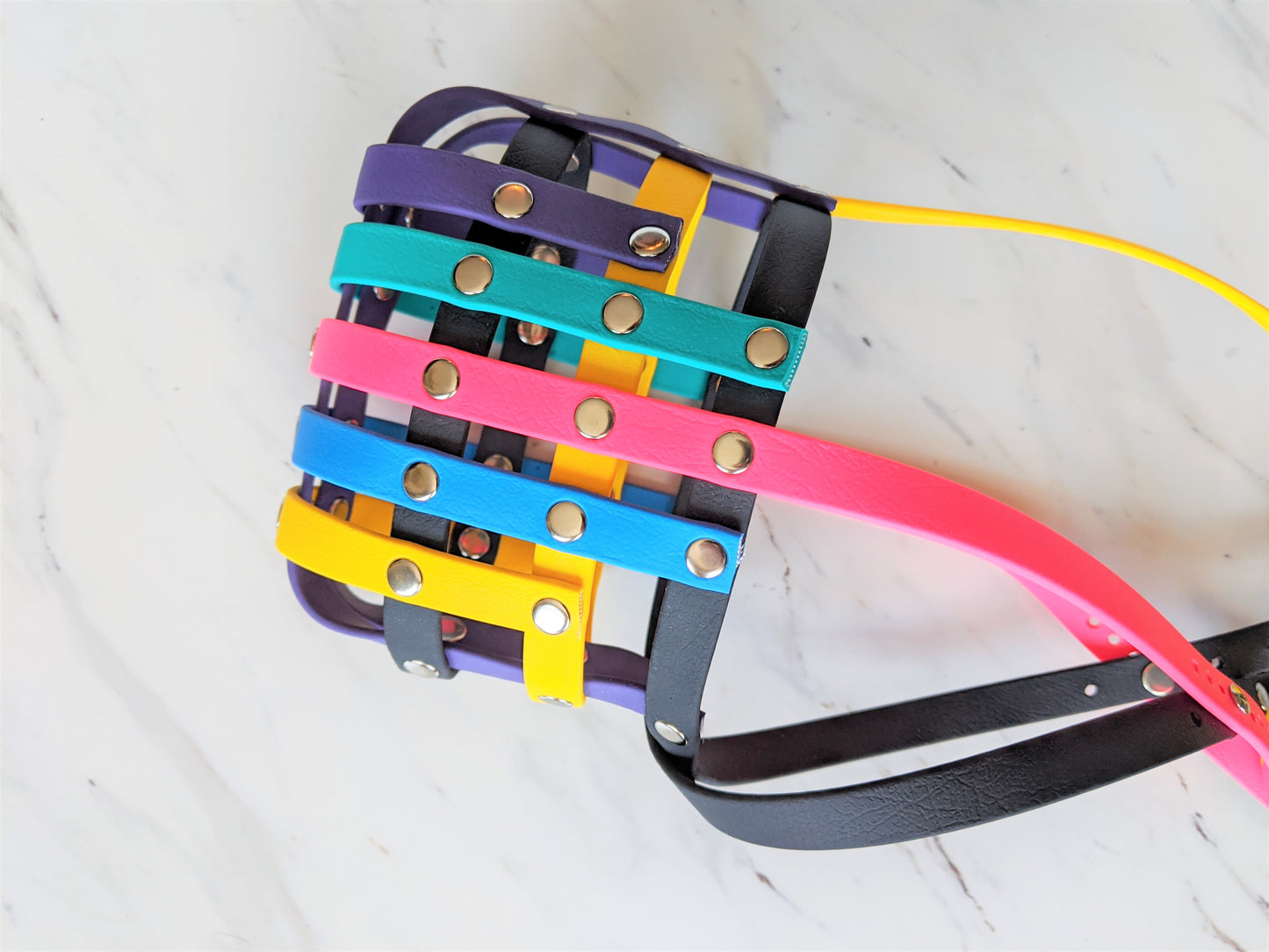 Basket Style Biothane Muzzle with Forehead strap - Choose your Colors - Level Two