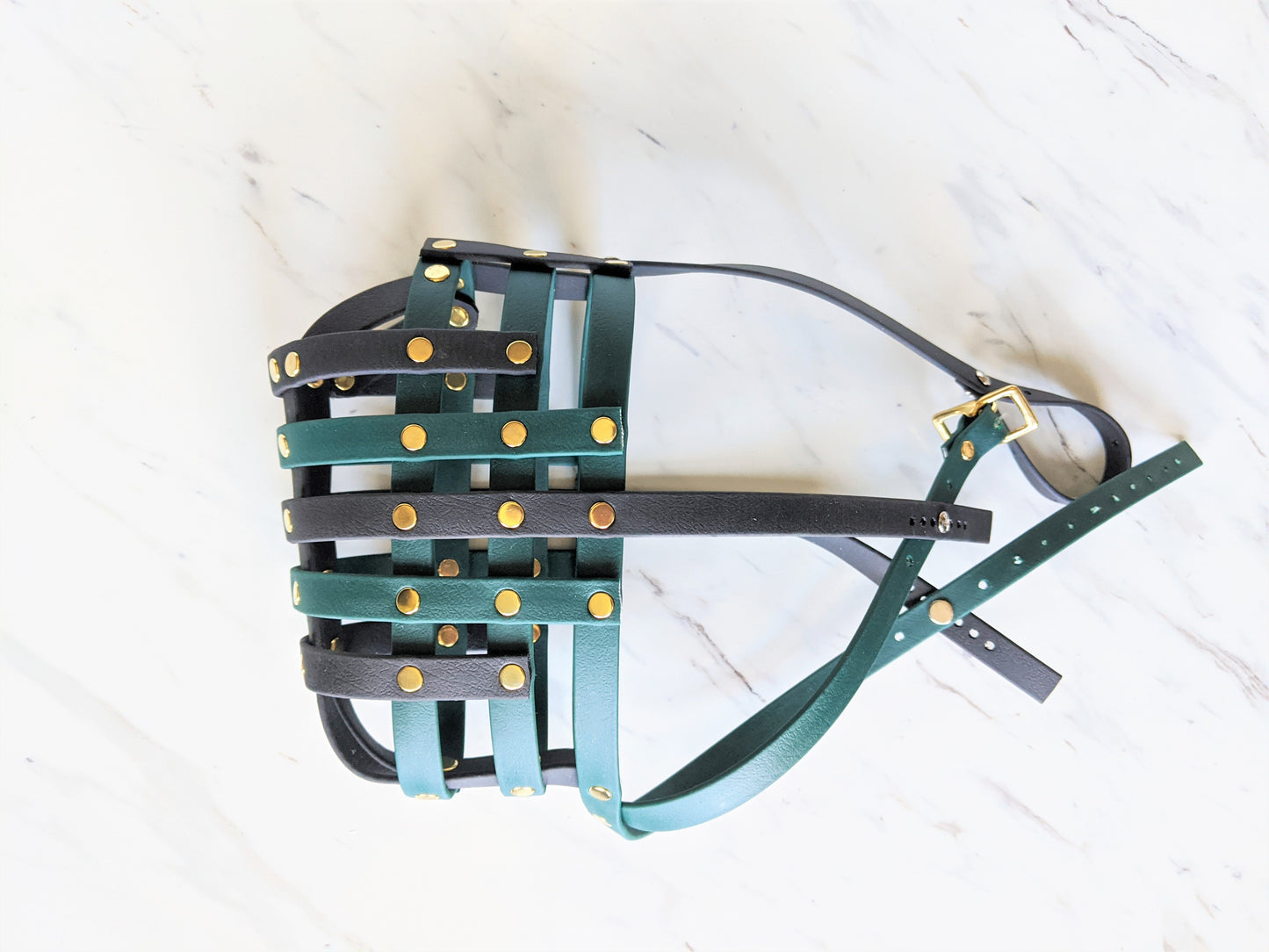 Basket Style Biothane Muzzle with Open Nose plus Forehead strap - Choose your Colors - Level Two