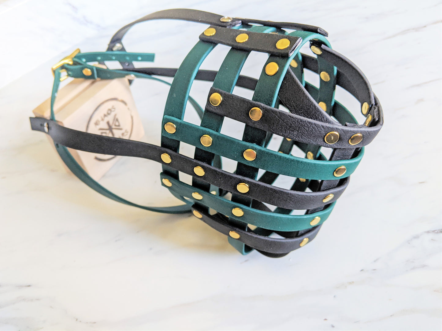 Basket Style Biothane Muzzle with Open Nose plus Forehead strap - Choose your Colors - Level Two