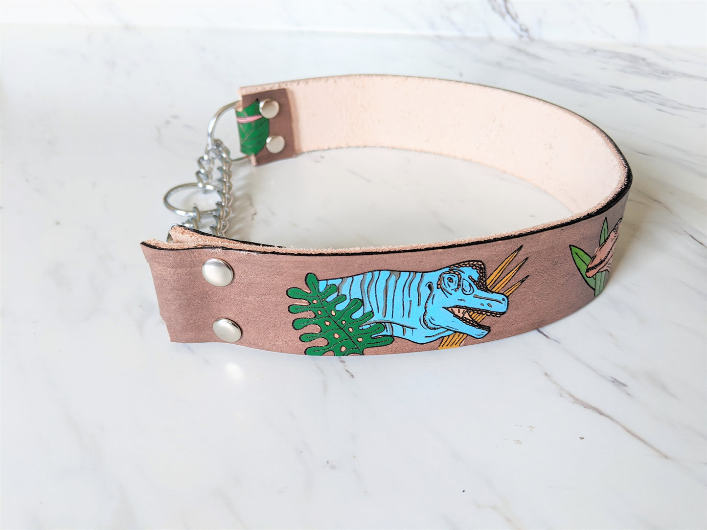 Cretaceous Legends- Leather Martingale Dog Collar