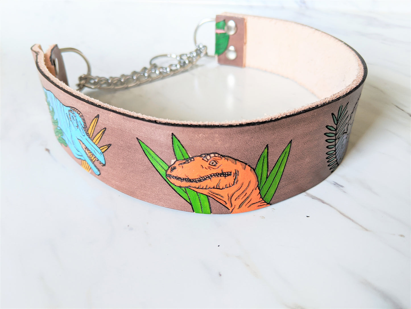 Cretaceous Legends- Leather Martingale Dog Collar