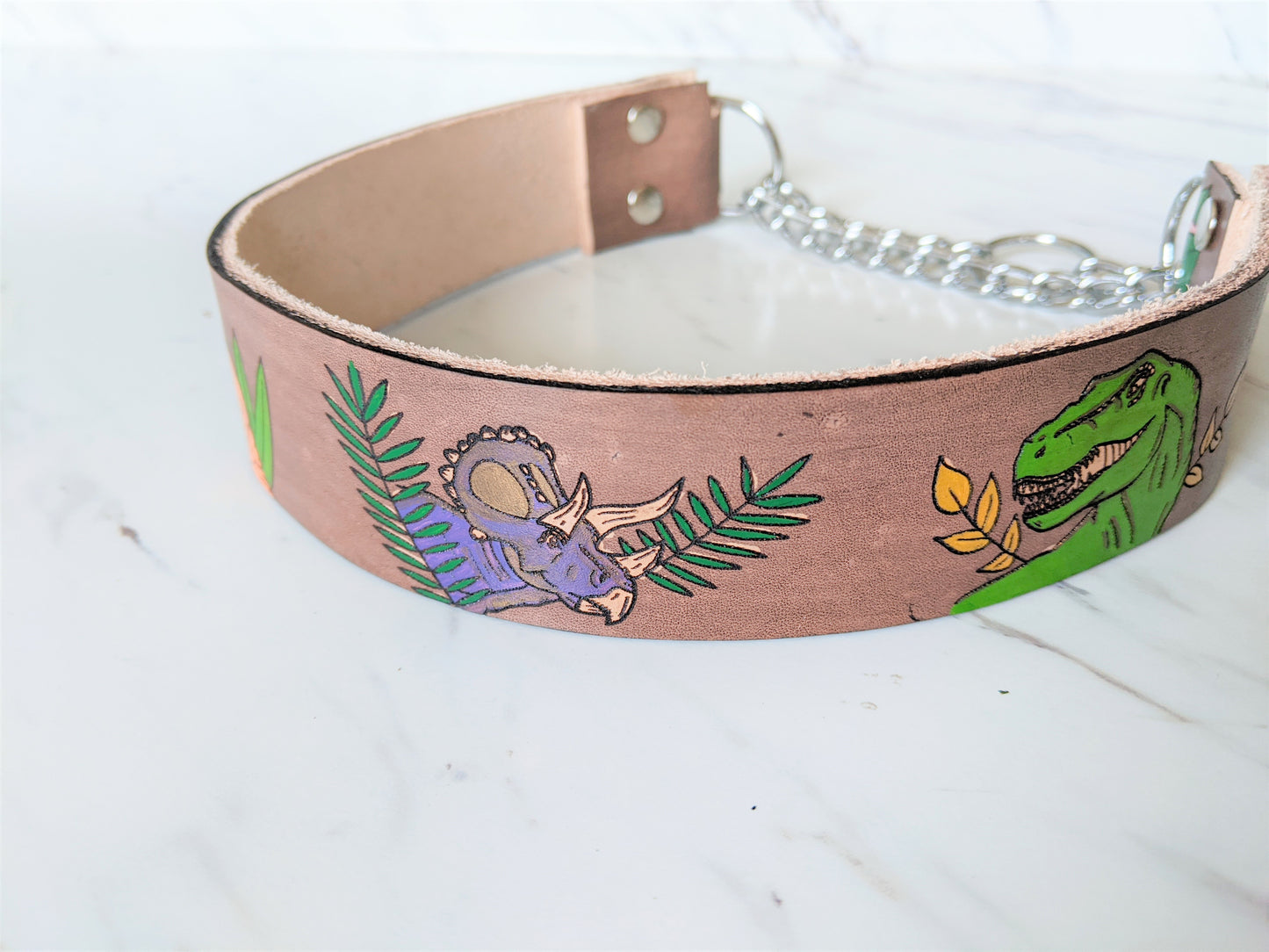Cretaceous Legends- Leather Martingale Dog Collar
