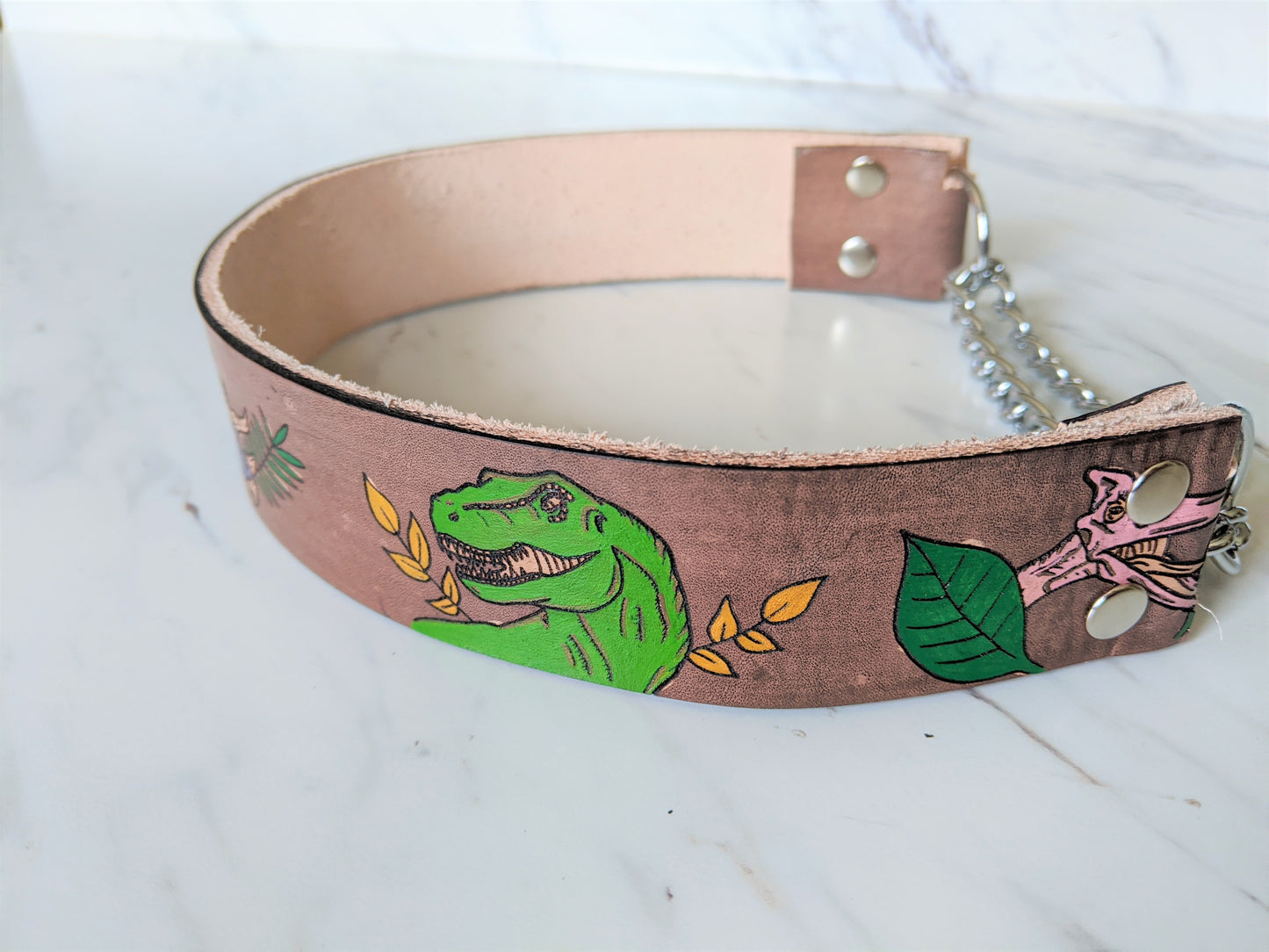 Cretaceous Legends- Leather Martingale Dog Collar