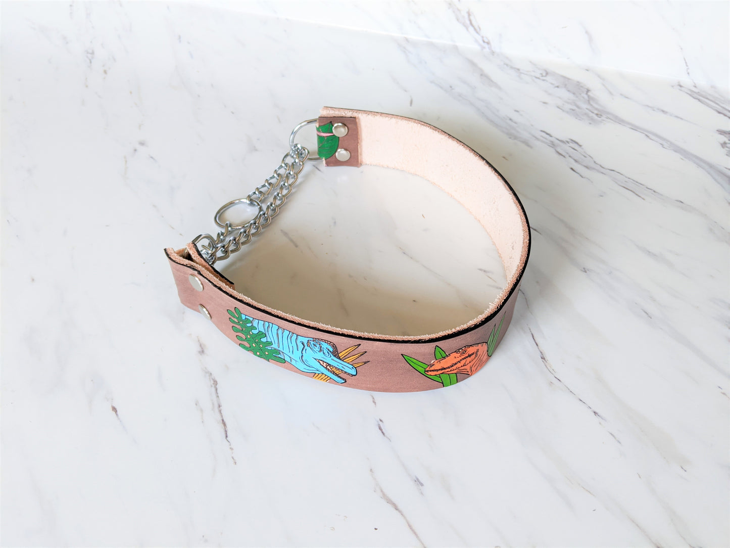 Cretaceous Legends- Leather Martingale Dog Collar