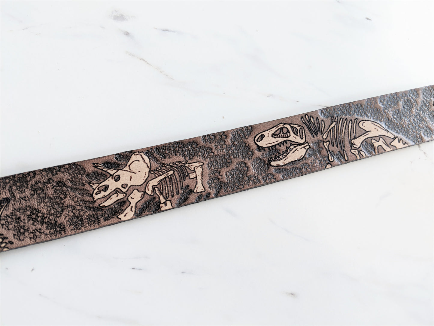 Jurassic Boneyard - Leather Dog Collar