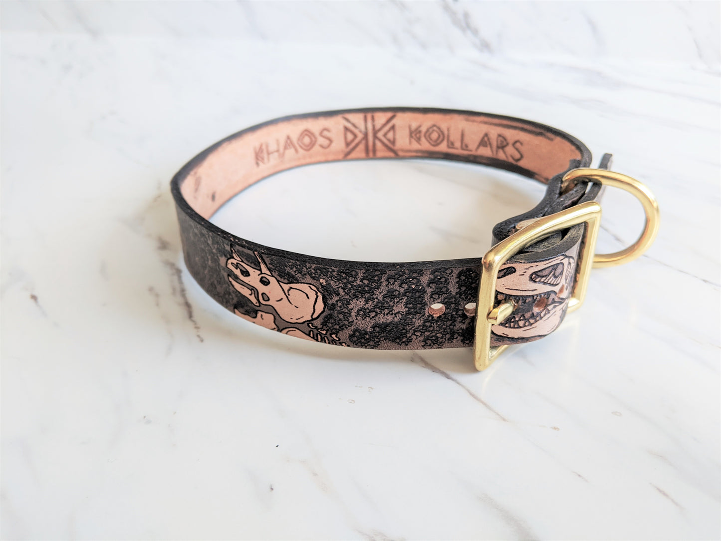 Jurassic Boneyard - Leather Dog Collar