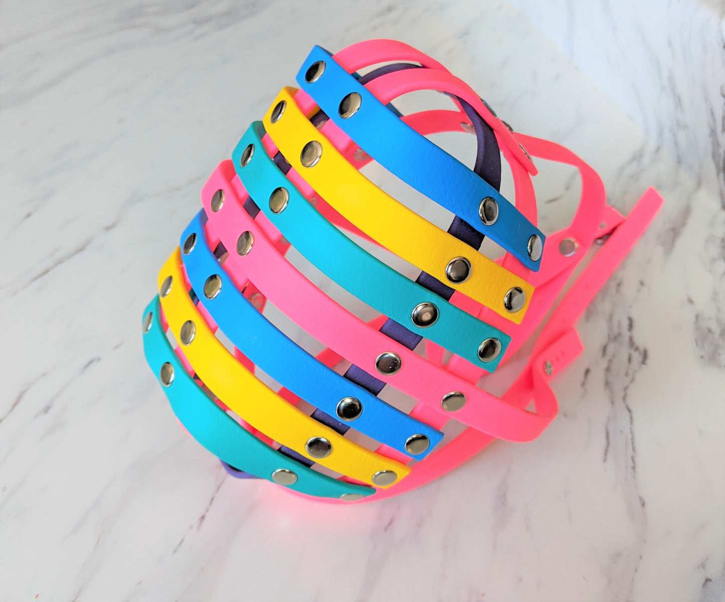 Basket Style Biothane Muzzle with Forehead strap - Choose your Colors - Level Three