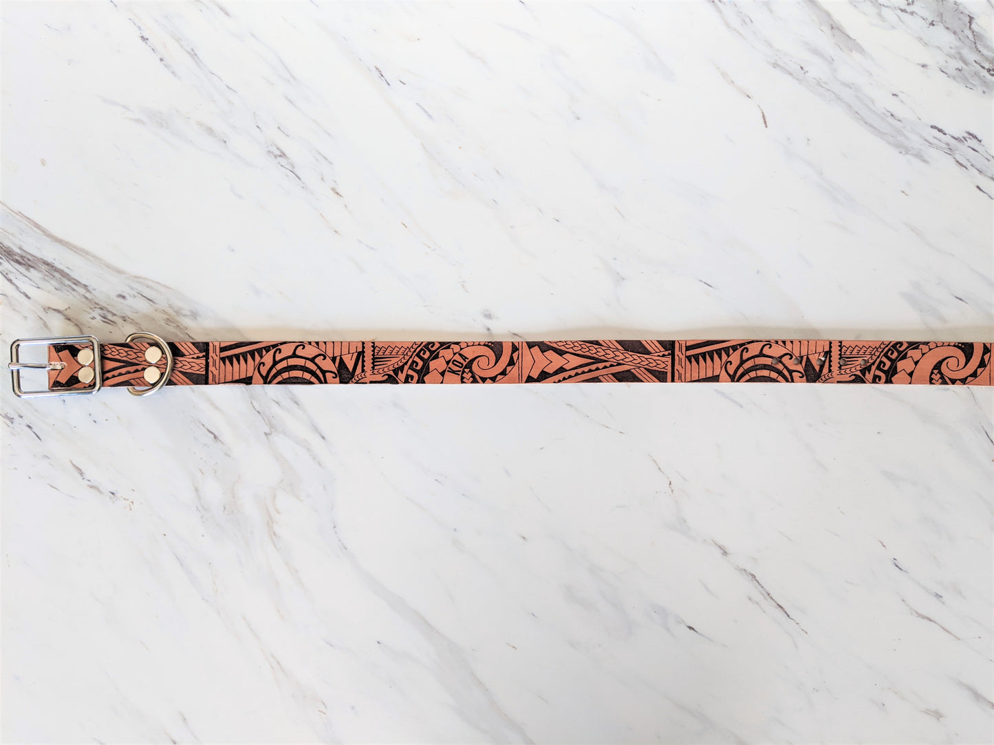 Polynesian Tattoo - Leather Dog Collar