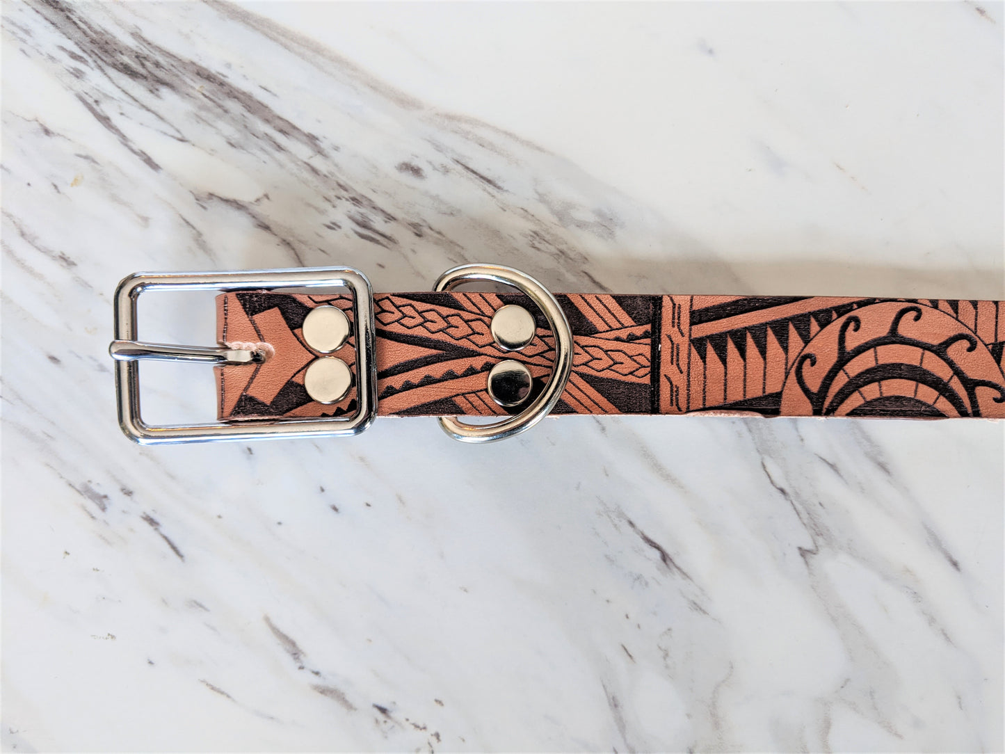 Polynesian Tattoo - Leather Dog Collar