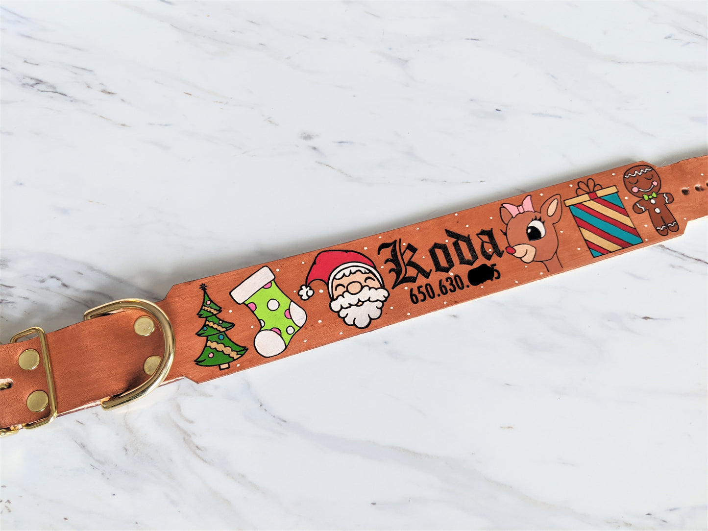 Christmas - Leather Dog Collar