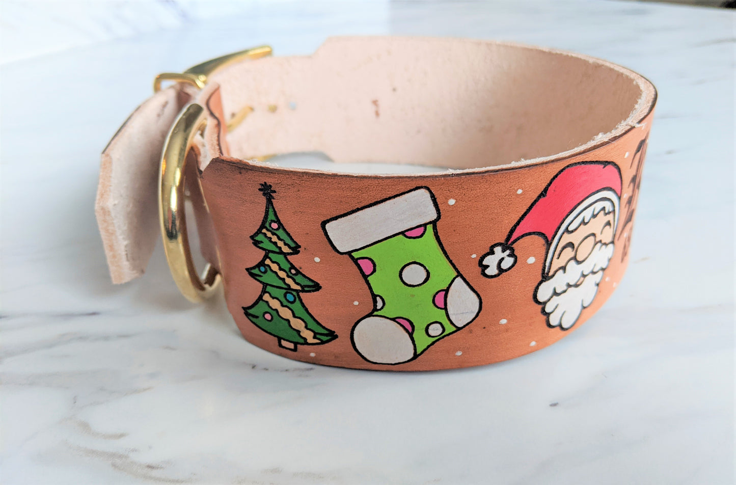 Christmas - Leather Dog Collar