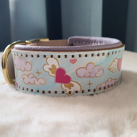 Flying Hearts Leather Collar
