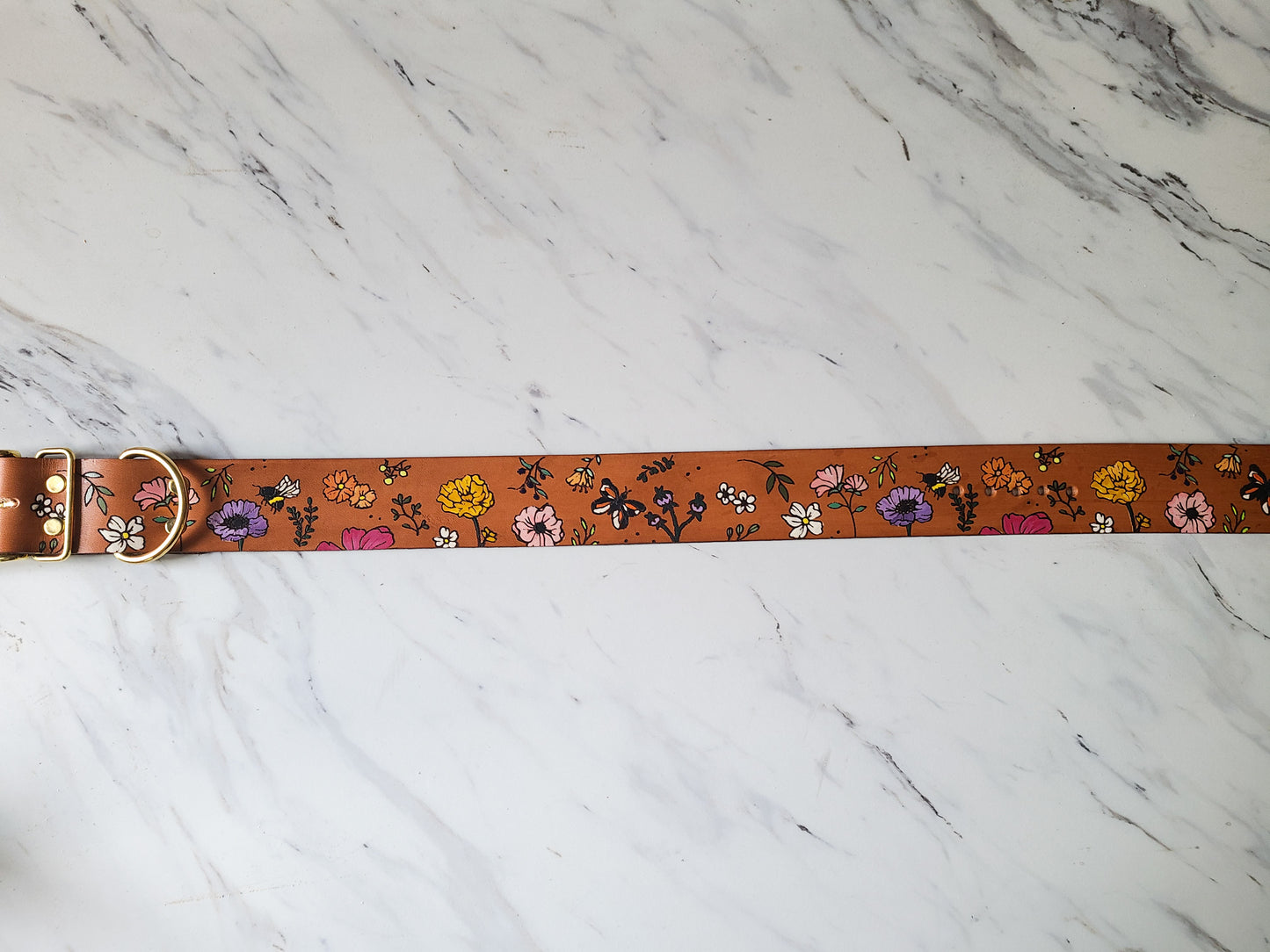 Floral Leather dog Collar