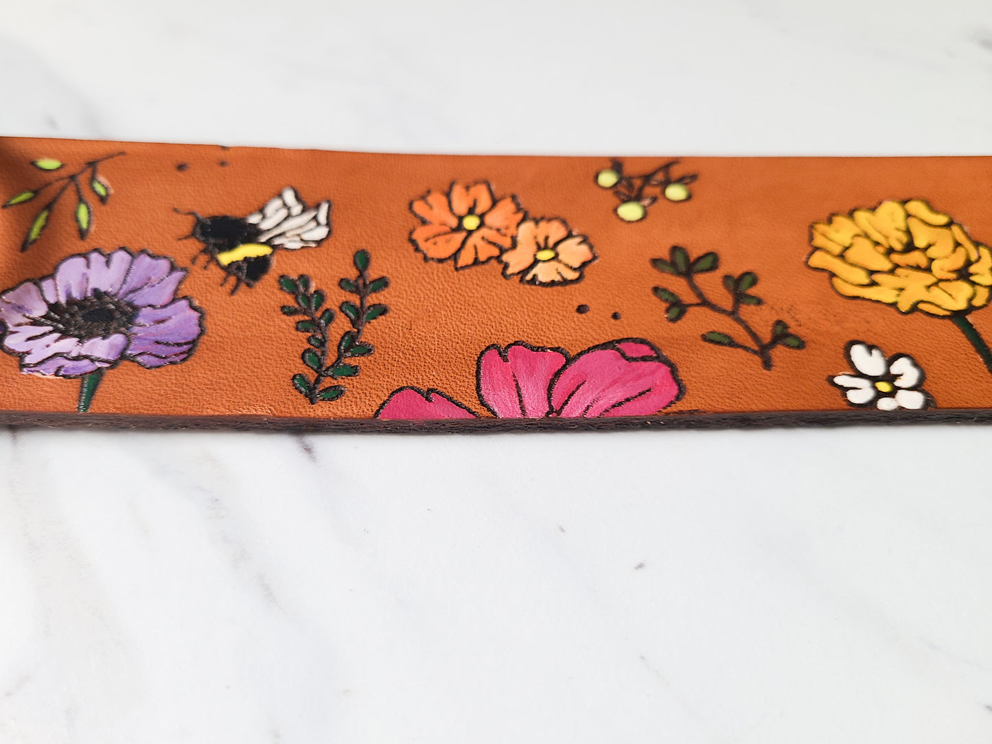 Floral Leather dog Collar