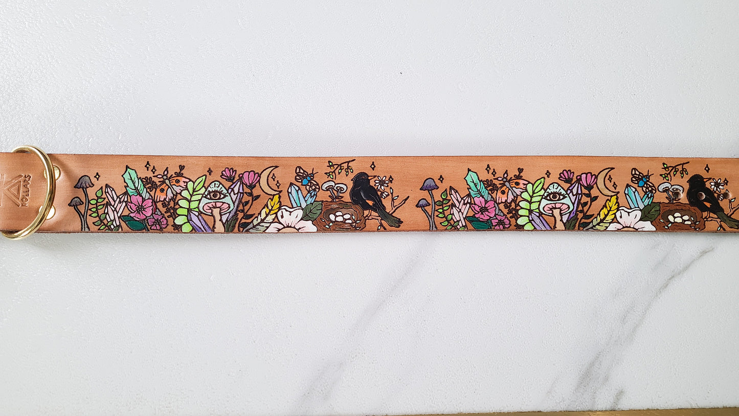 Magic Forest Leather Dog Collar