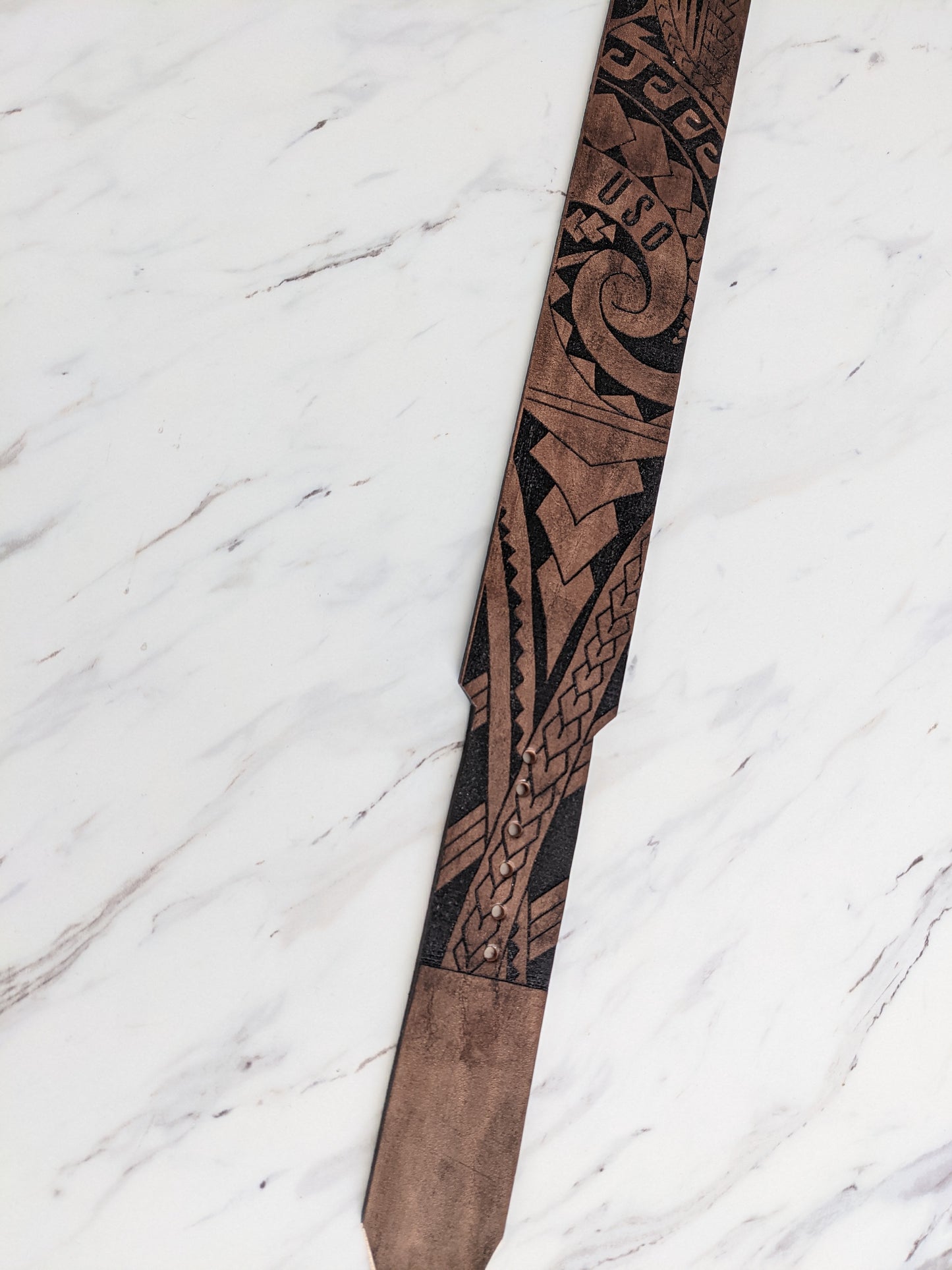 Polynesian Tattoo - Leather Dog Collar