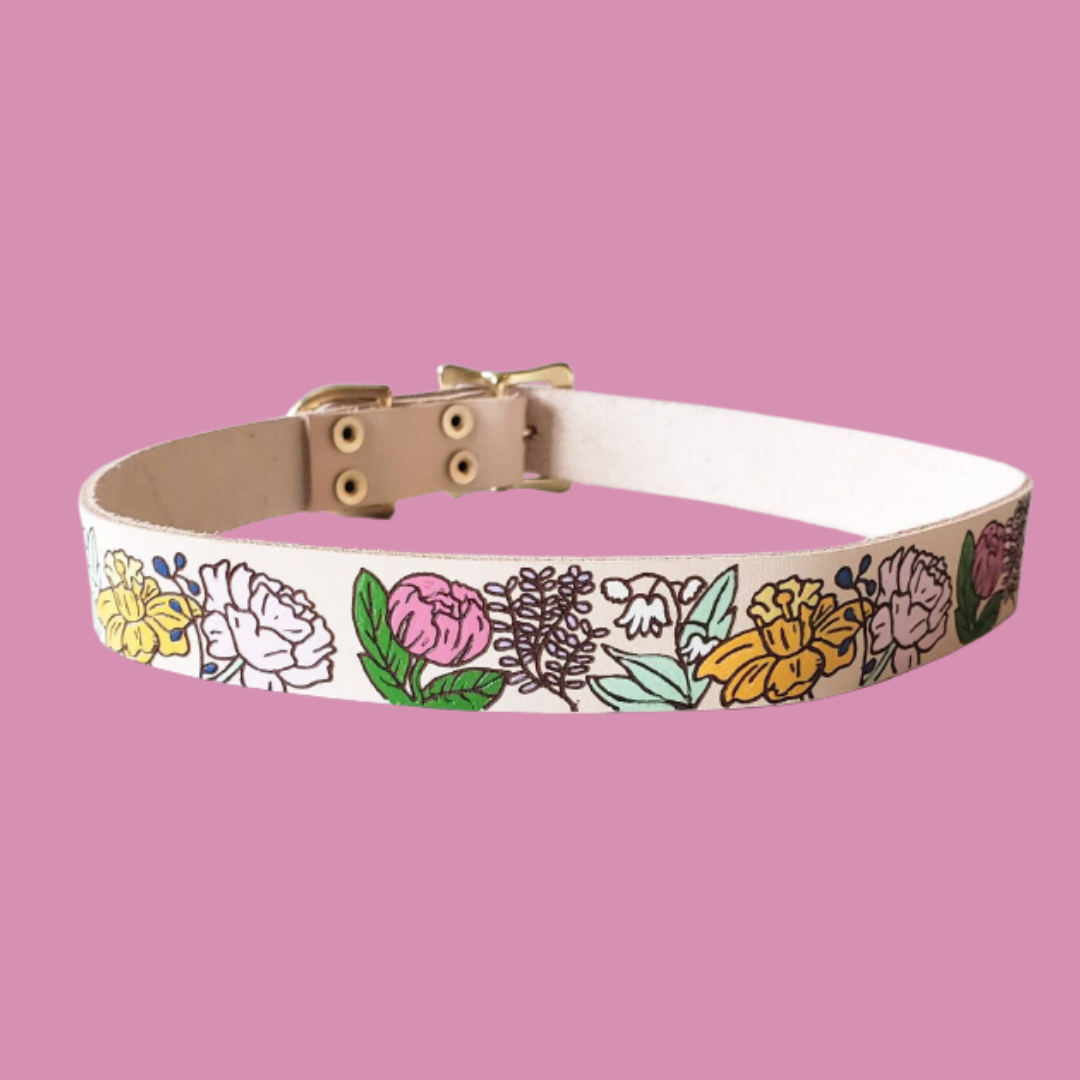 Flora - Leather Dog collar