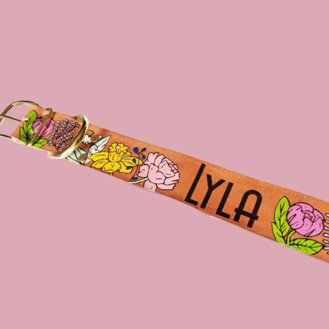 Flora - Leather Dog collar