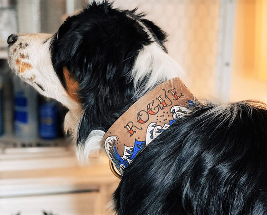 Ukiyo-e Wave - Leather Martingale Collar