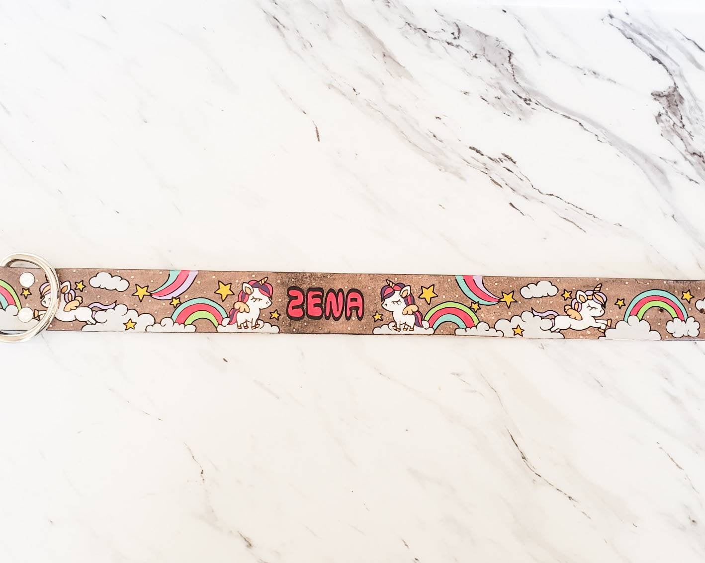 Unicorn Dreams - Leather Dog Collar