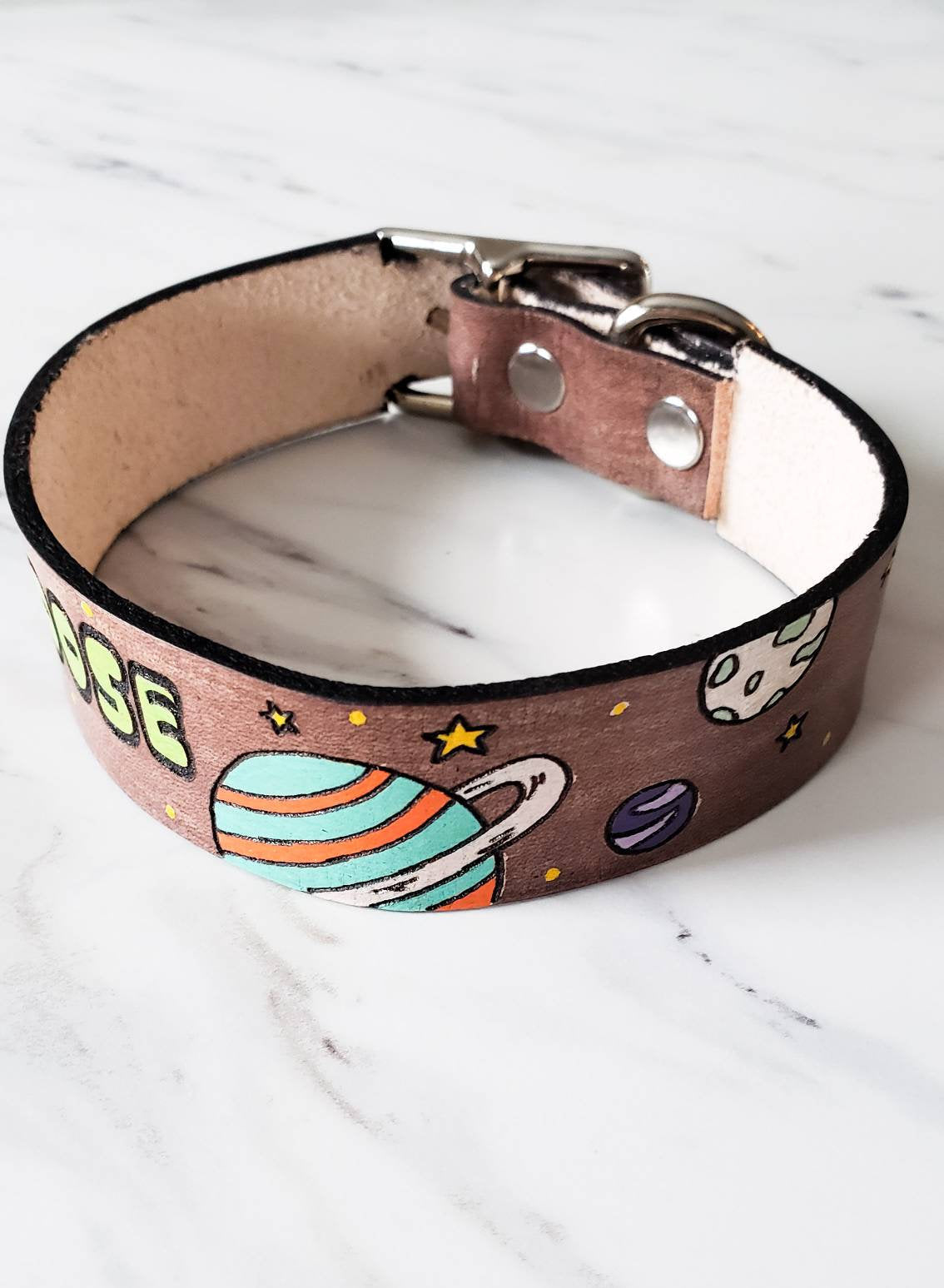 Cosmos - Leather Dog Collar