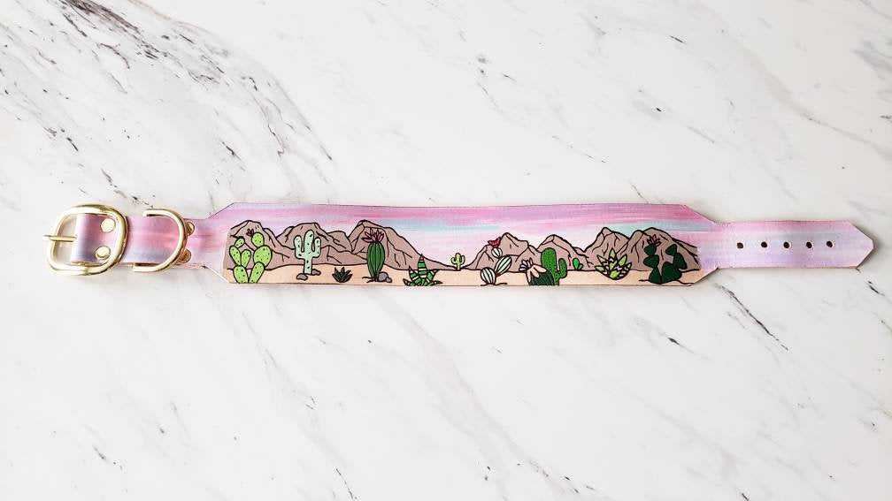 Sonoran Sunset - Leather Dog Collar