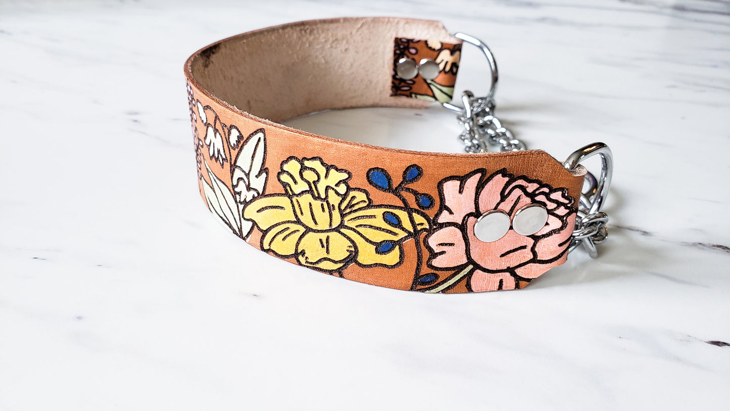 Flora - Leather Martingale Collar